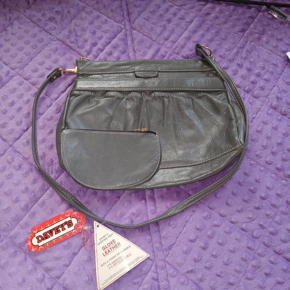 NWT Vintage Davey's Gray Leather Purse with Matching Change Purse - Picture 1 of 5